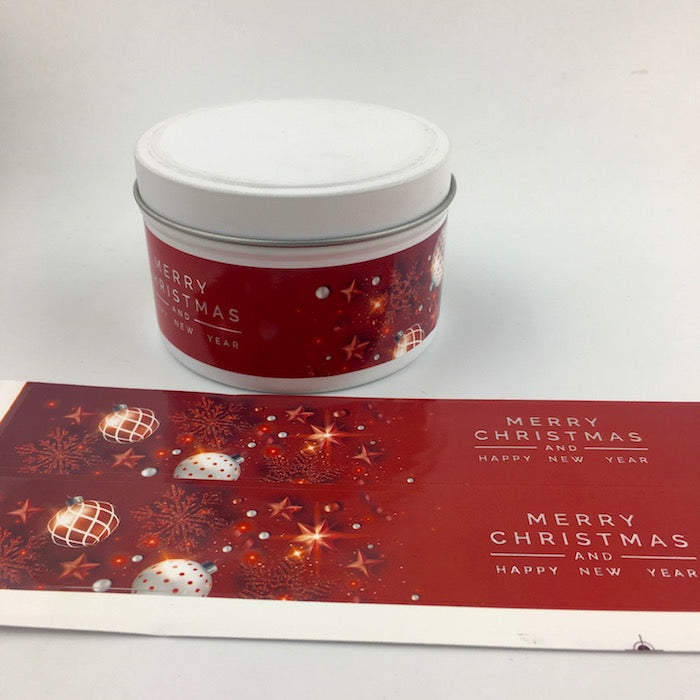 Red Christmas Candle Label - Label ONLY